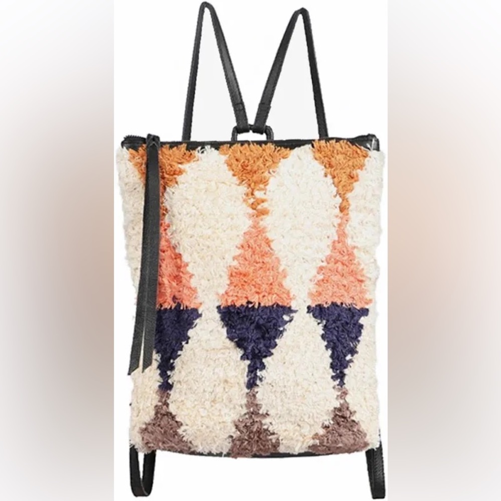 Cleobella Cream and Orange Artisanal Backpack